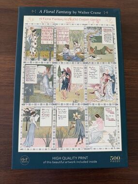 ART & FABLE Floral Fantasy Walter Crane 500-Piece Puzzle - Floral Art Print OPEN